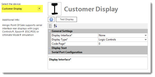 Customer Display Configuration