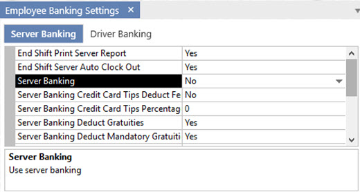 Server Banking Settings