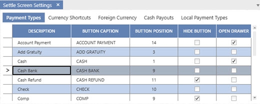 Cash Bank Payment Type