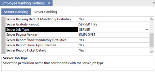 Back Office | Settings | Main Settings | Employee Banking