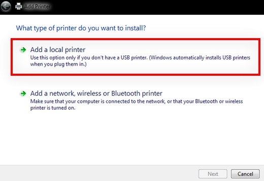  Windows7 Add Printer Wizard