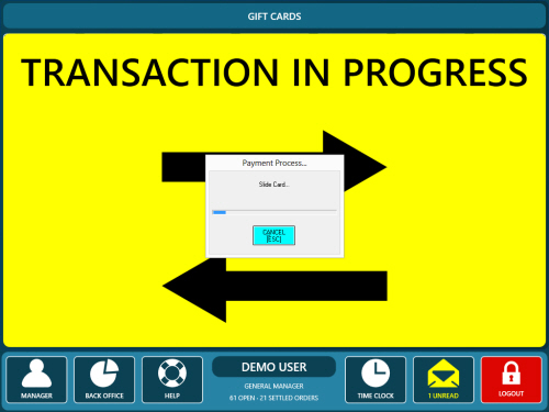 GIFTePay Card Swipe Progress Window