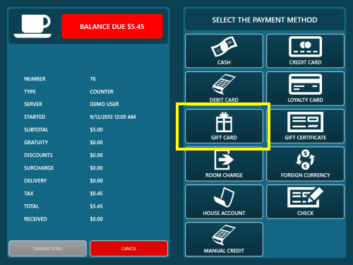 Gift Card Payment Method