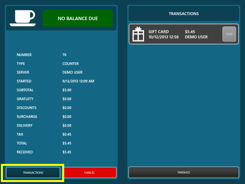 Transactions List