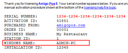 Serial Number Confirmation