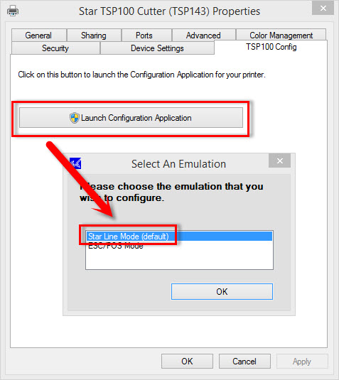 Star TSP100 Driver Configuration