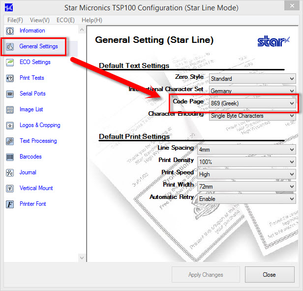 Star tsp100 driver configuration