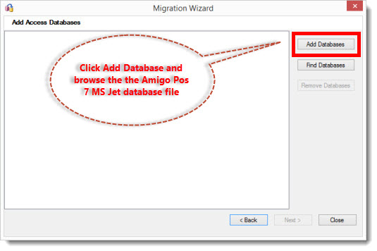 Select the current Amigo Pos (MS Jet) database