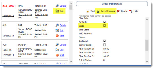 Undo Void In Back Office Order Details