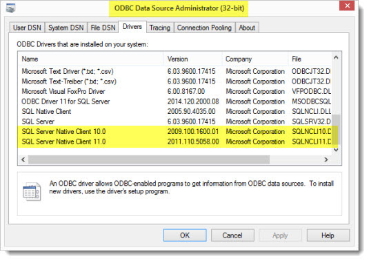 SQL Server Native Client SQL Server Native Client