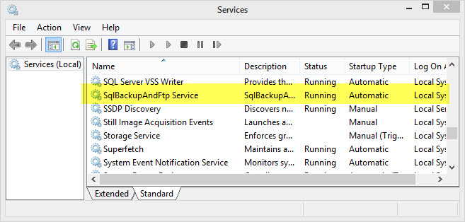 SQLBackupAndFTP Windows Service
