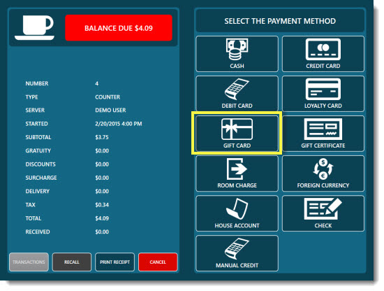 Gift Card Payment Method