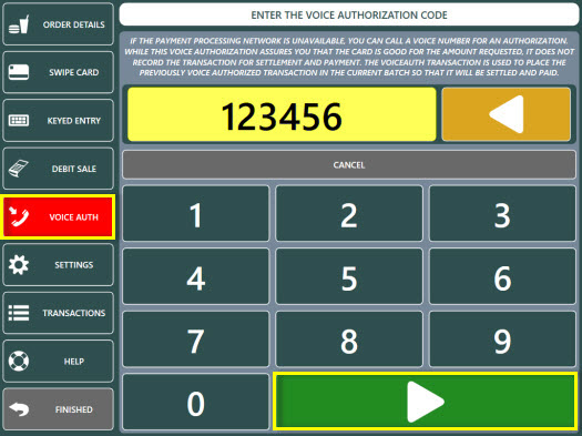 Voice Authorization Code Entry