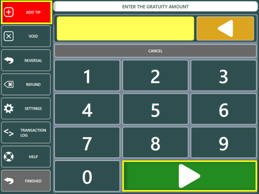 Tip Amount Entry
