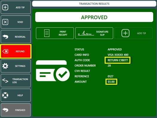 Transaction Results
