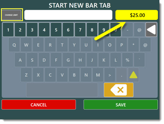 Enter the Bar Tab Name