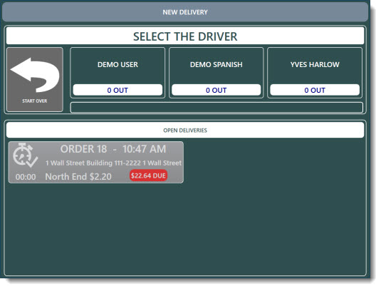 Deliveries Screen Driver Selection