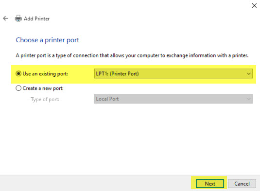  Printer Port Selection