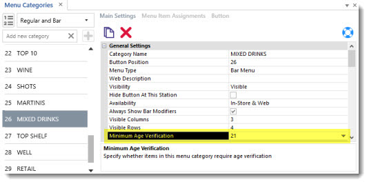 Menu Categories Editor