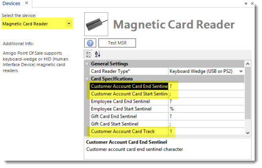 Magnetic Swipe Card Settings