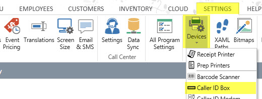 Back Office | Settings | Devices