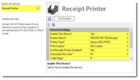 Receipt Printer Configuration