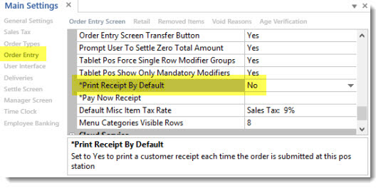 Back Office | Settings | Main Settings | Order Entry Screen | Order Entry Buttons