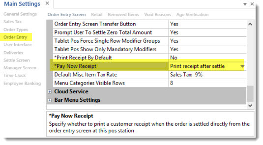 Back Office | Settings | Main Settings | Order Entry Screen | Order Entry Buttons