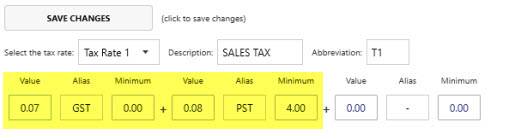 Sample tax configuration for users in Ontario, Canada