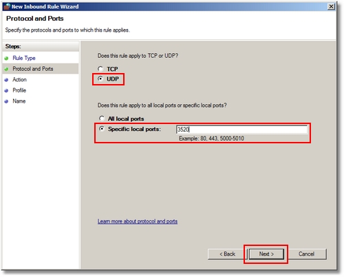 Enter the UDP Port Number