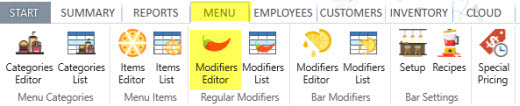 Back Office Modifiers Editor