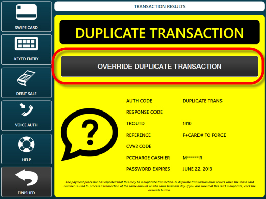 Duplicate Transaction Alert