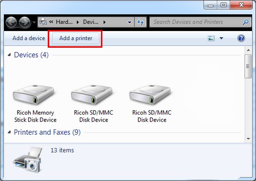 Devices and Printers Folder